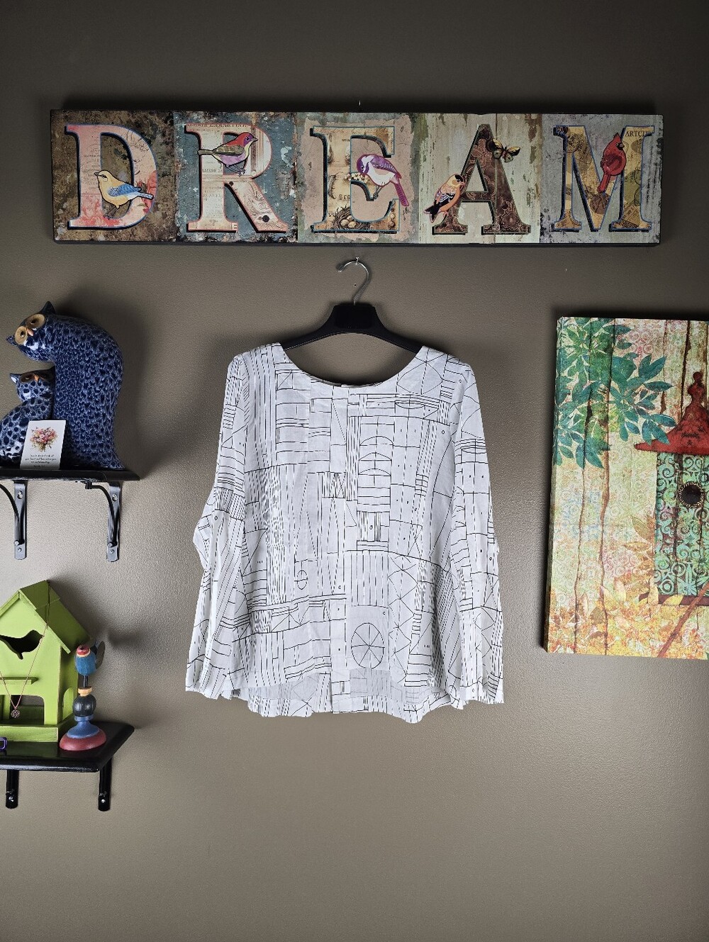 Habitat Geometrical Print Abstract Lagenlook Top Medium